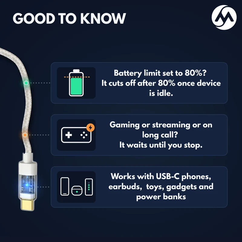 MillionHz Auto Cut-Off Charging Cable