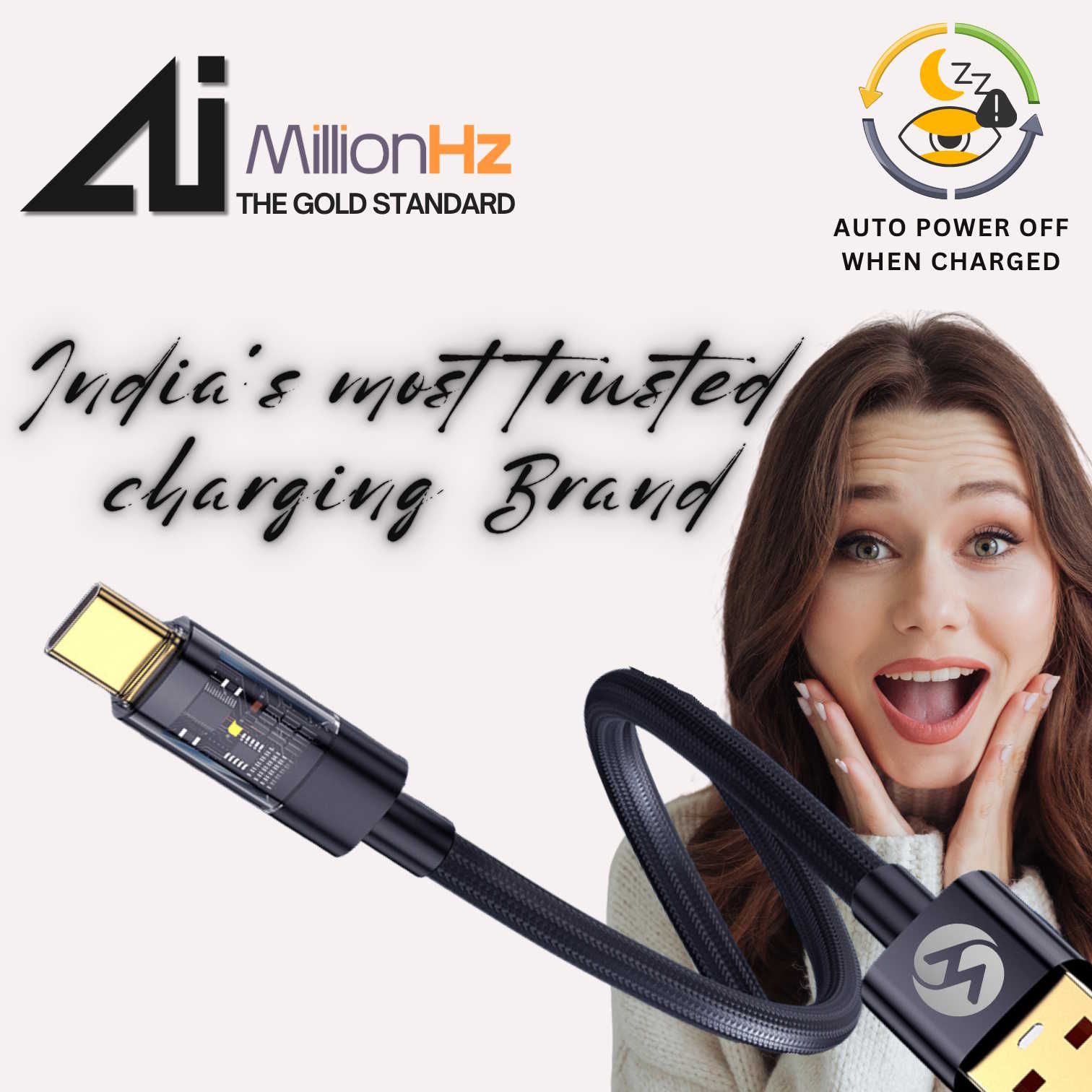Smart Auto Cut-Off Charging Cable - Type-A to Type-C (Black) - Image 4