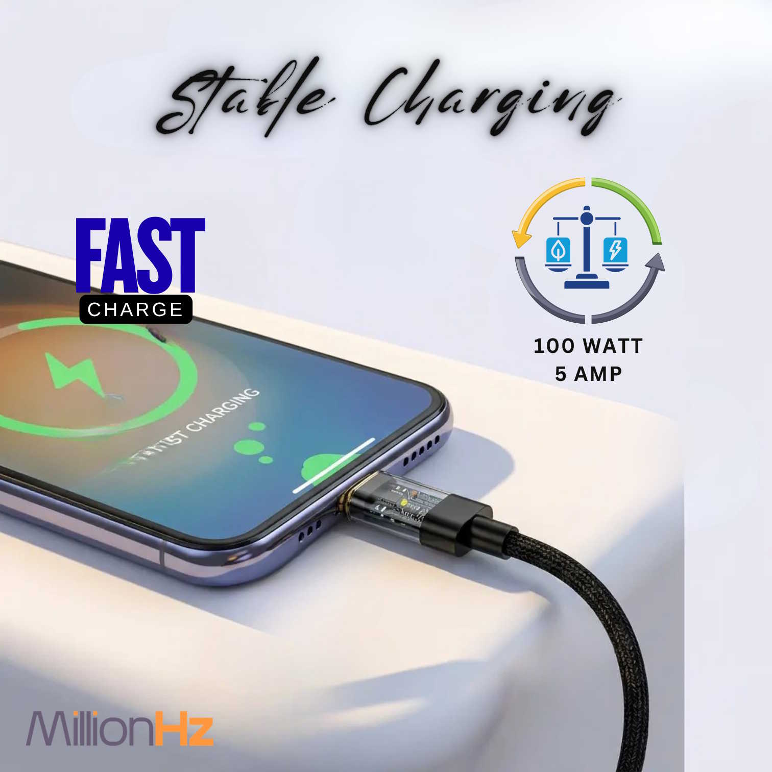 Smart Auto Cut-Off Charging Cable - Type-A to Type-C (Black) - Image 7