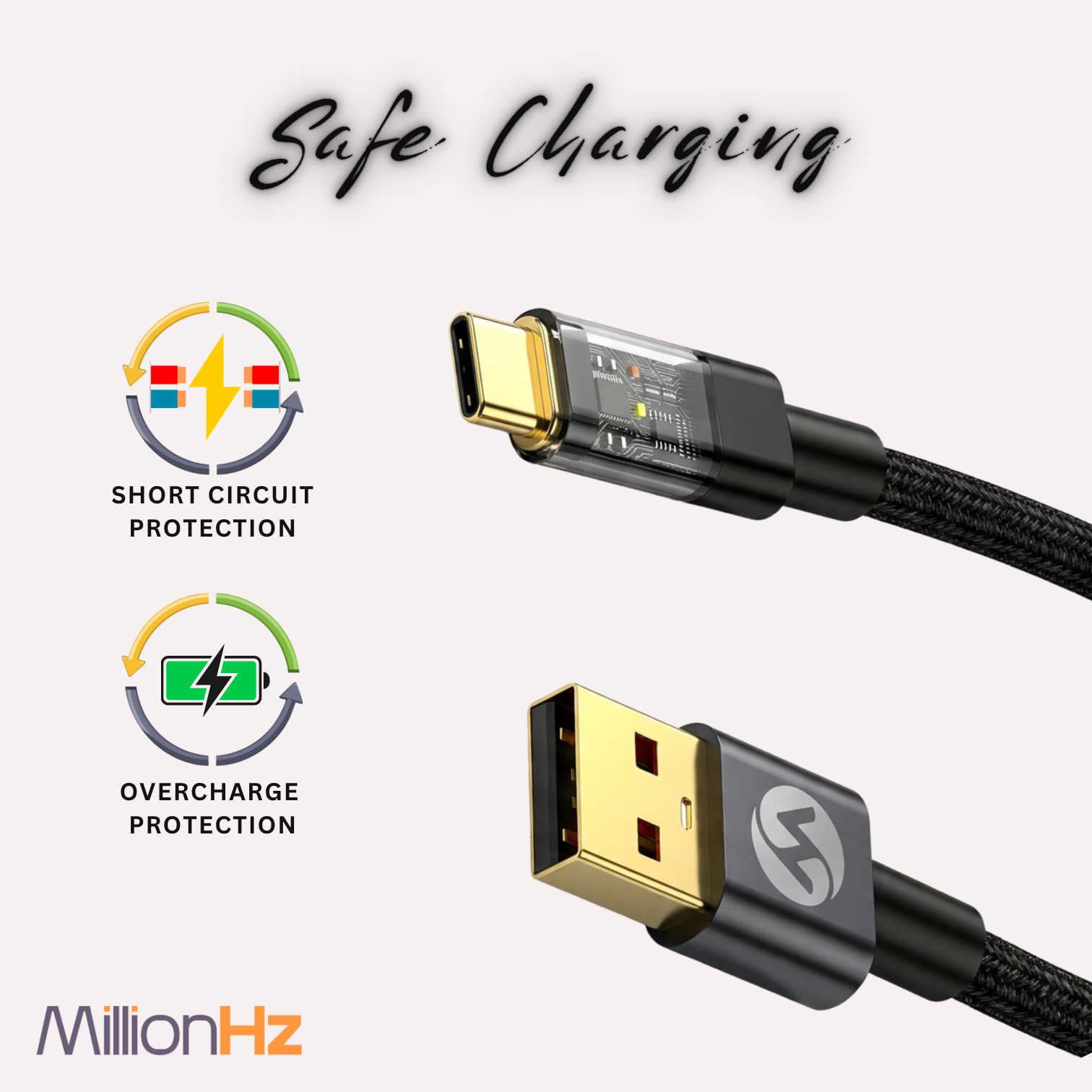Smart Auto Cut-Off Charging Cable - Type-A to Type-C (Black) - Image 8