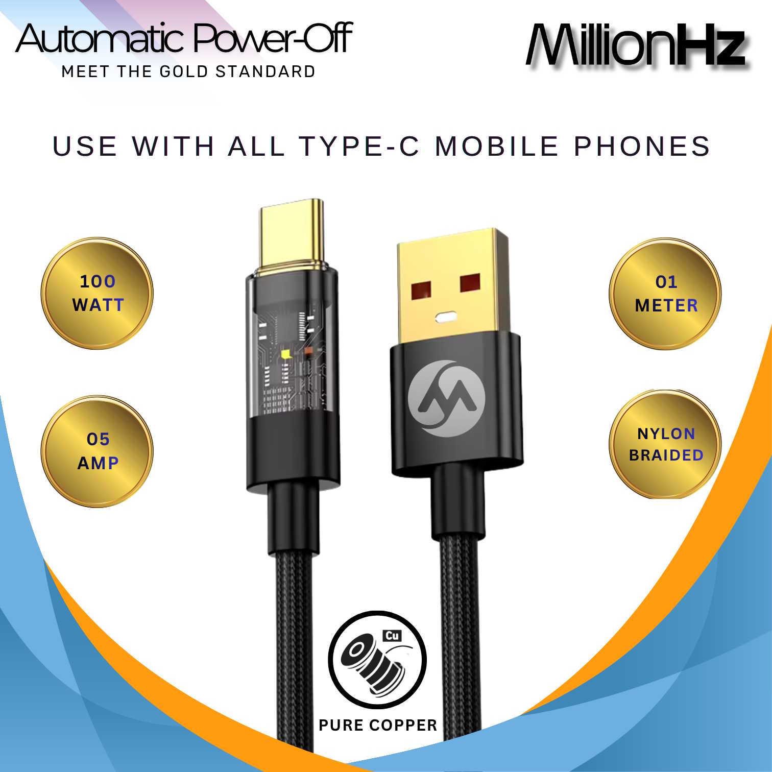 Smart Auto Cut-Off Charging Cable - Type-A to Type-C (Black) - Image 3