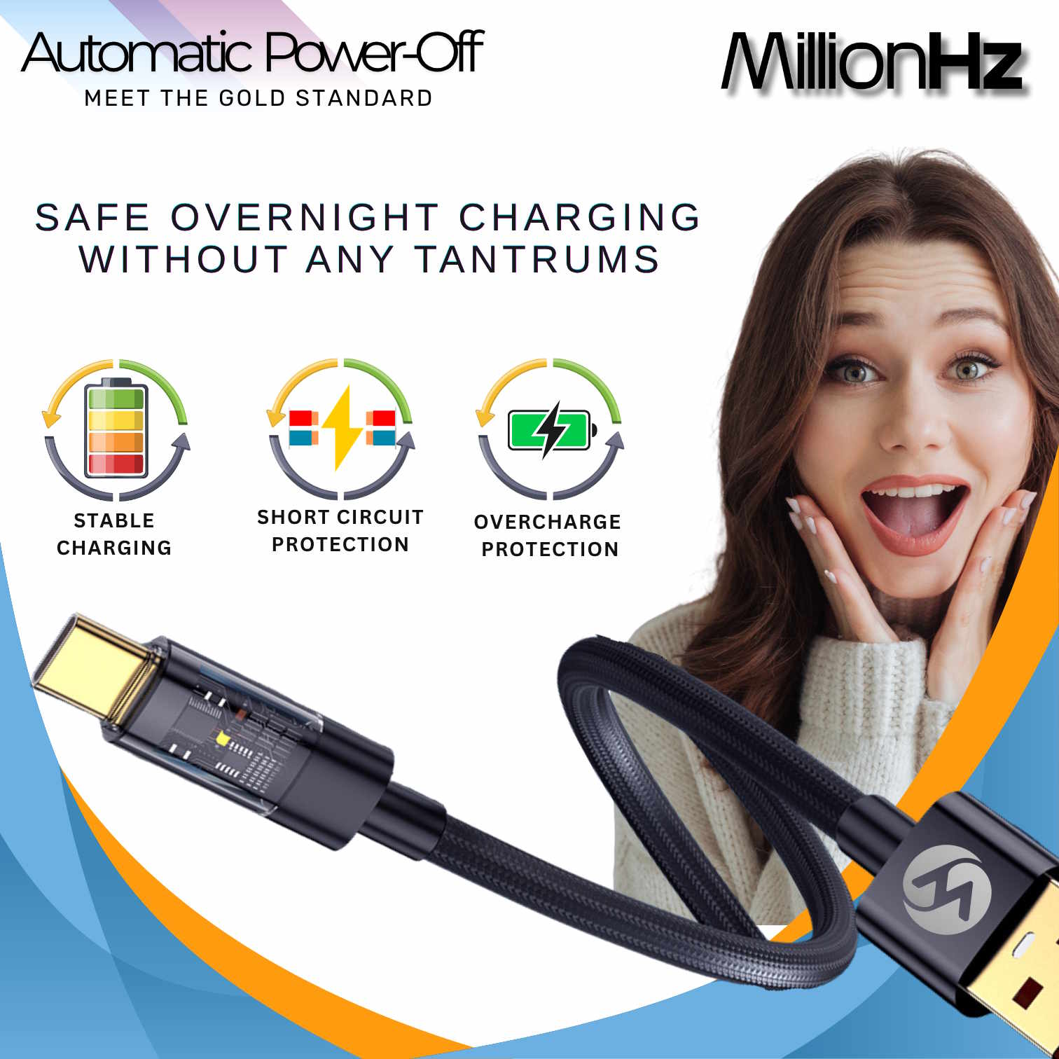 Smart Auto Cut-Off Charging Cable - Type-A to Type-C (Black) - Image 6
