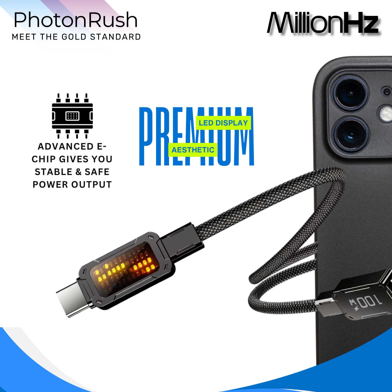 PhotonRush Type-C Fast Charging Cable - Black - Image 3