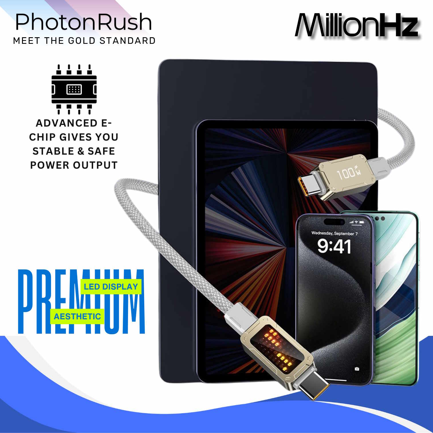 PhotonRush Type-C Fast Charging Cable - White - Image 3