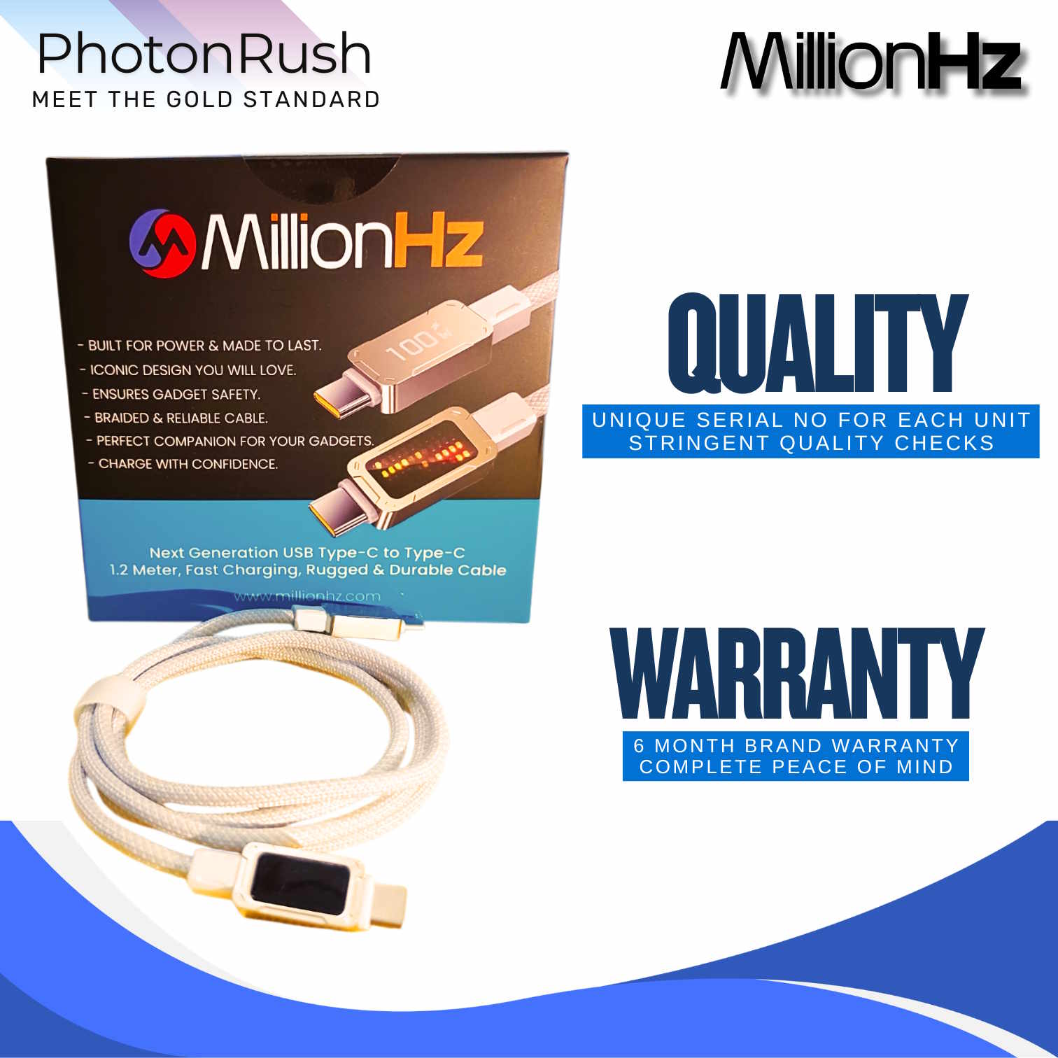 PhotonRush Type-C Fast Charging Cable - White - Image 8