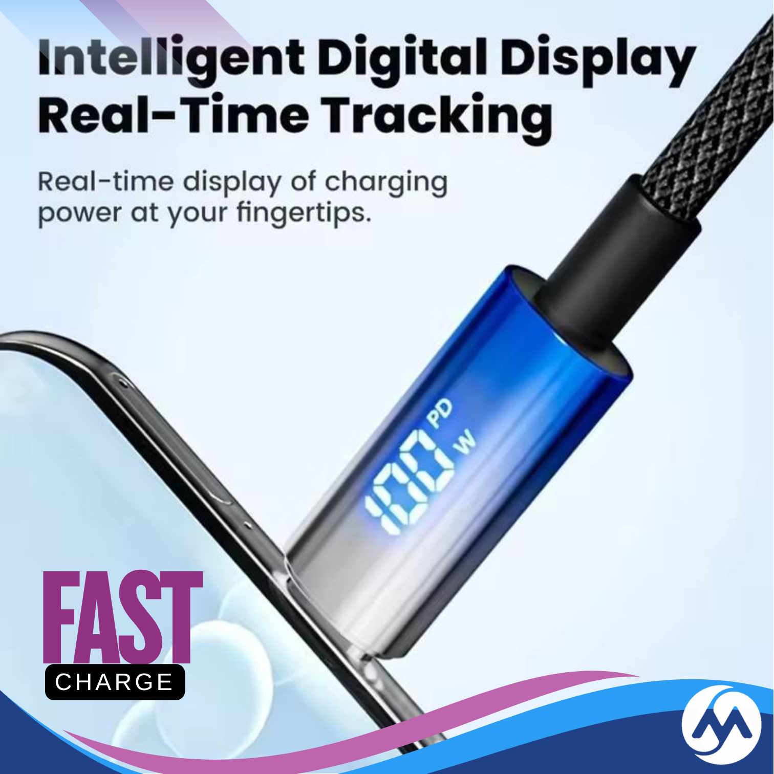 PhotonMax - Type-C/A to Type-C Charging Cable with Power Display - Image 3