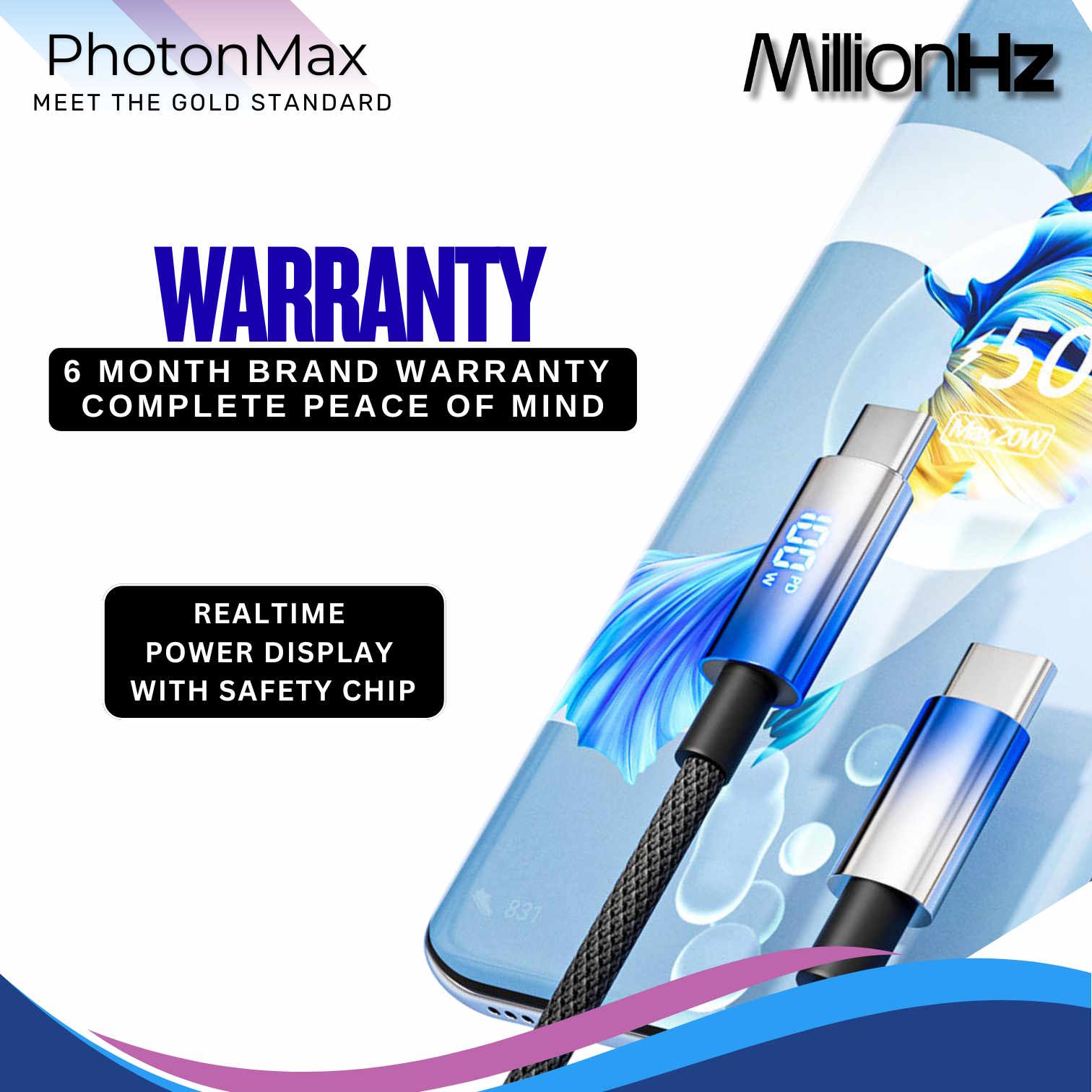 PhotonMax - Type-C/A to Type-C Charging Cable with Power Display - Image 6