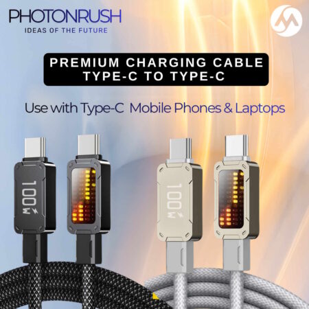 PhotonRush Type-C Fast Charging Cable Combo (100W, LED Display, Nylon Braided)