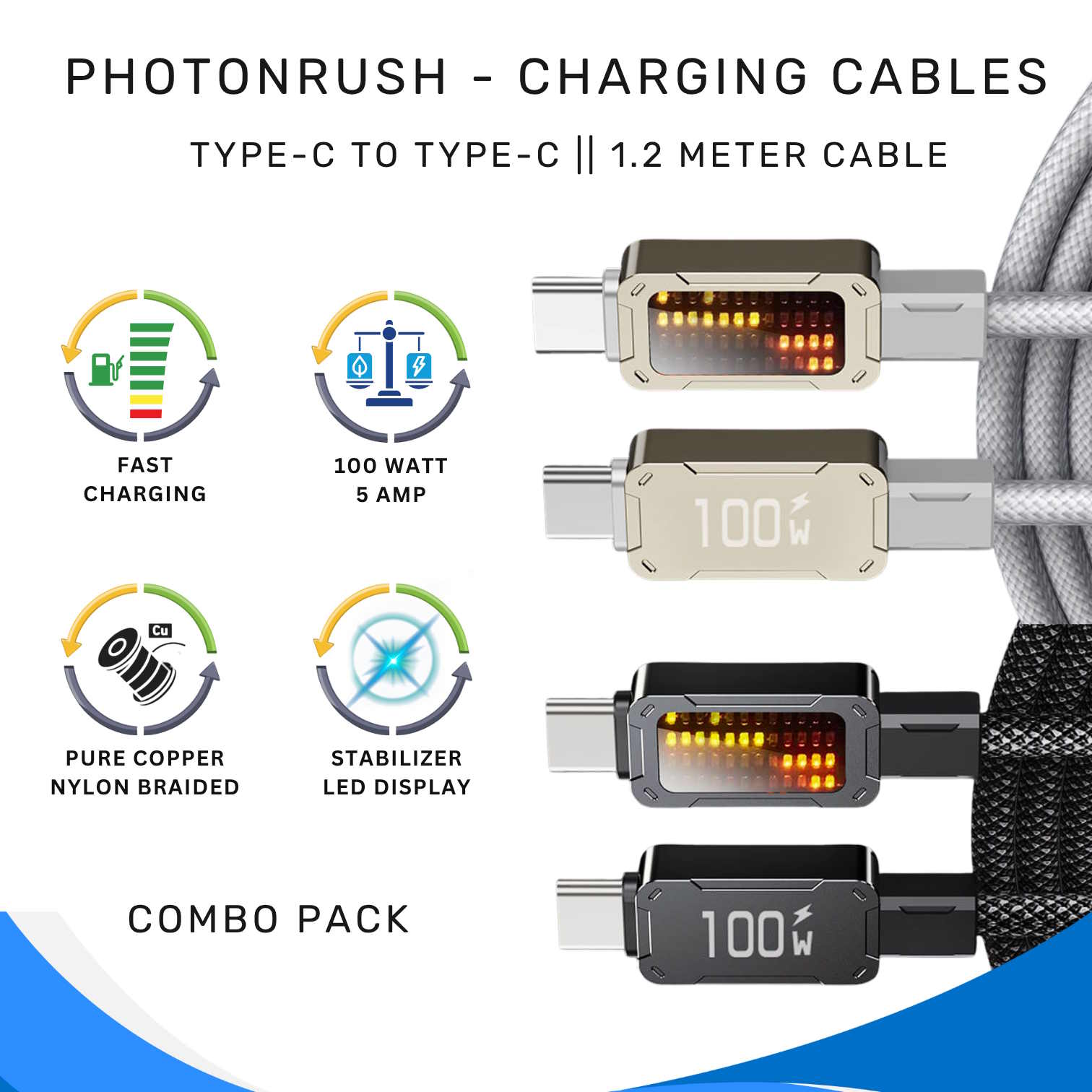 PhotonRush Type-C Fast Charging Cable - Combo