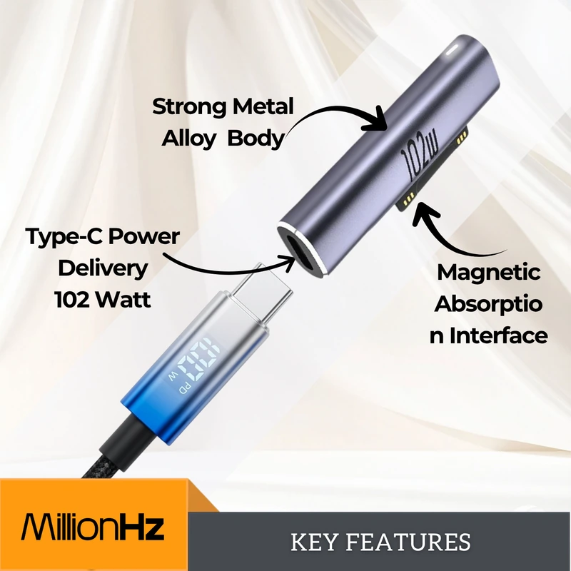 MillionHz Type-C to Microsoft Surface Converter