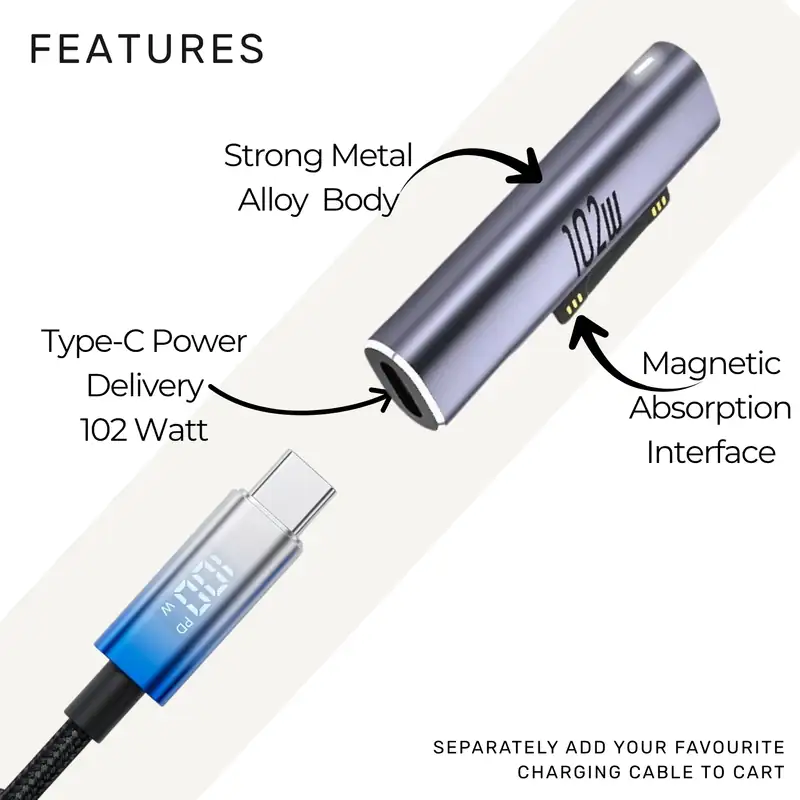 Type-C to Microsoft Surface Magnetic Converter