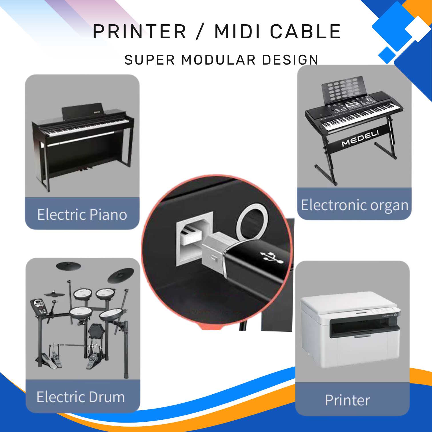 Super Modular Printer MIDI Cable (2 Meter) - Image 4